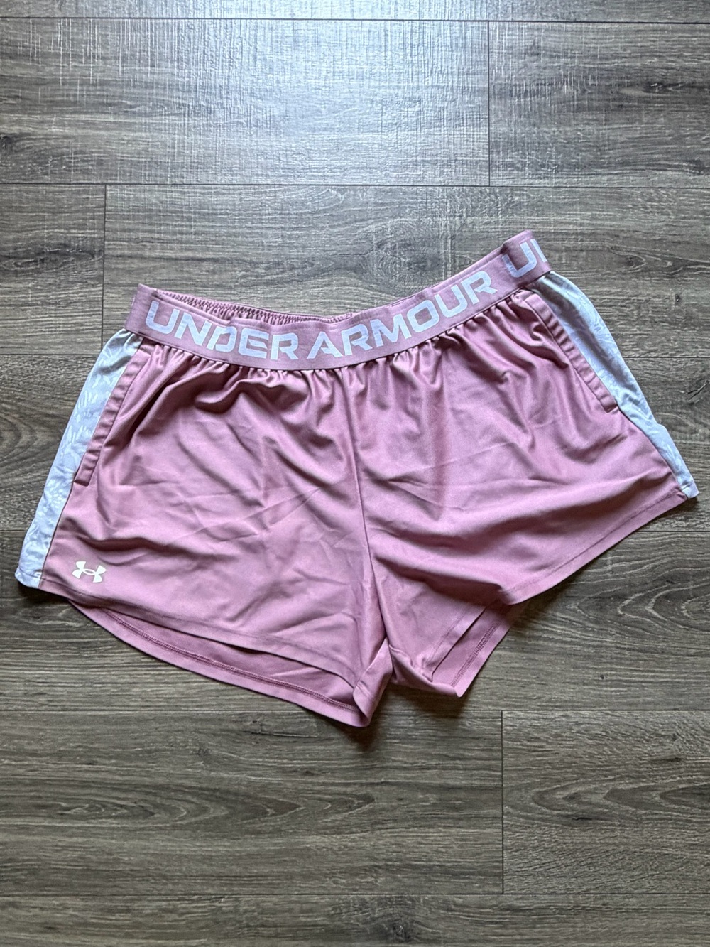 Under Armour Pink Athletic Short with White Side Panels